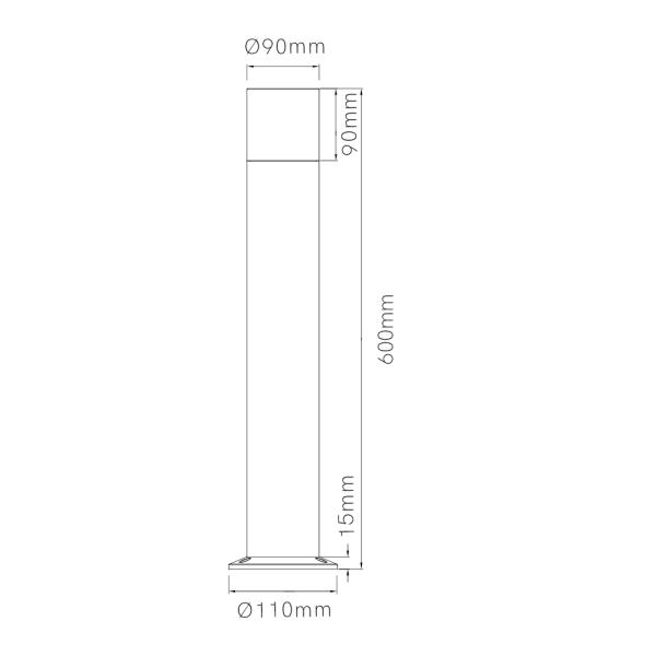 TURA 60 Stehleuchte 12W  IP65 950Lm/960Lm Aluminium 600mm Corten